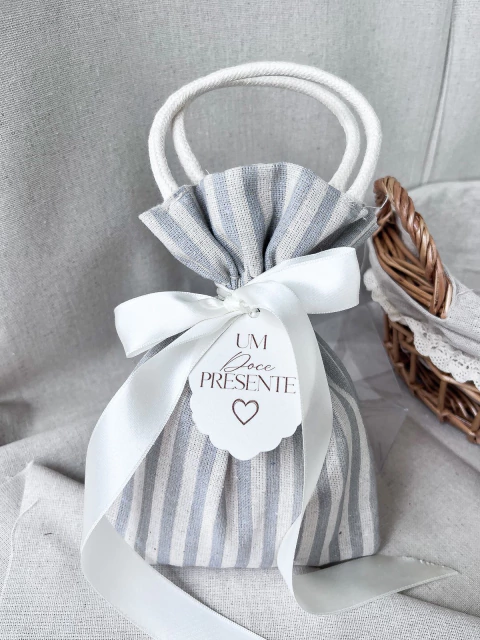 Saquinho Puxadinho com Alça Listradinho Azul - comprar online