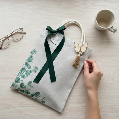 Sacola Ecobag de Linho - Edição Folhas de Eucalipto