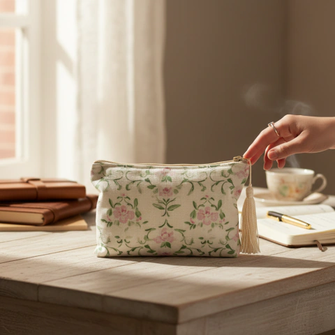 Necessaire de Linho Estampado - Heloise