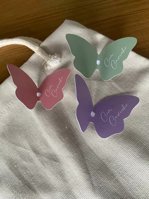 Kit - 100 Tags boboleta com Frase padrão