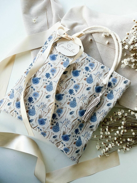 10 Sacolas Ecobag Estampa Floral Azul