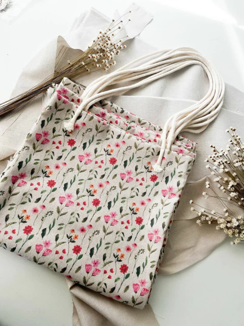 05 Sacolas Flora Alça Roliça Longa 30x40 - comprar online