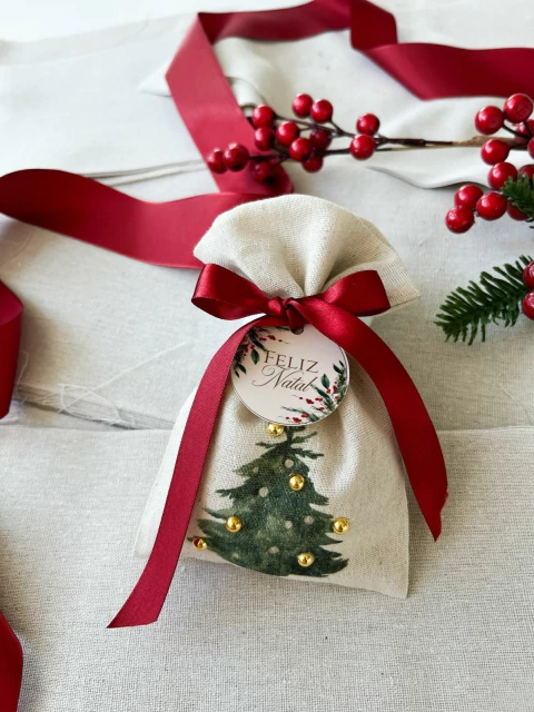 05 Saquinhos Amarradinho Natal Chique - Luz Dourada - comprar online