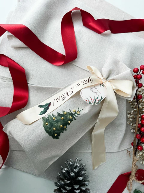 05 Saquinhos Amarradinho Embalagem para Vinho Natal Chique Luz Dourada - comprar online