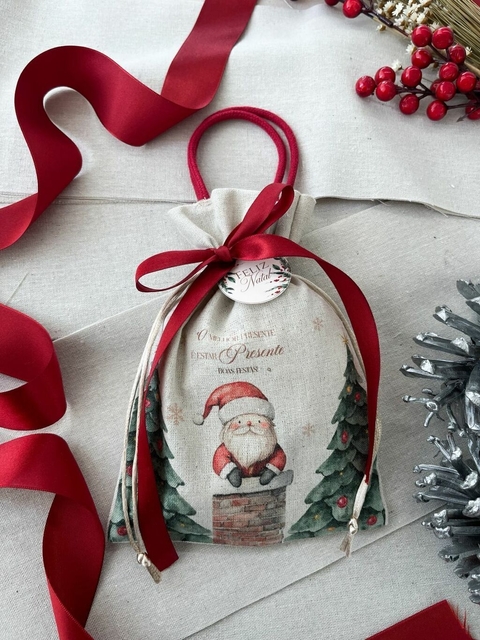 05 Saquinhos Puxar alça Natal Chique Presente PROMOÇÃO RELÂMPAGO