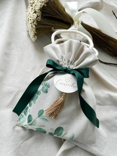 05 Sacos Puxar com Alça com Folhas de Oliva - comprar online