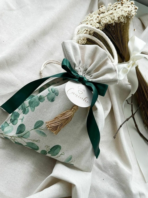 10 Sacos Puxar com Alça com Folhas de Oliva - comprar online