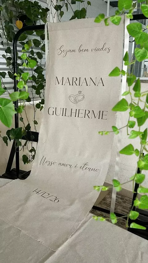 Banner de Linho para Altar ou Entrada | Modelo Personalizado | Casamento Rústico - (cópia) - comprar online