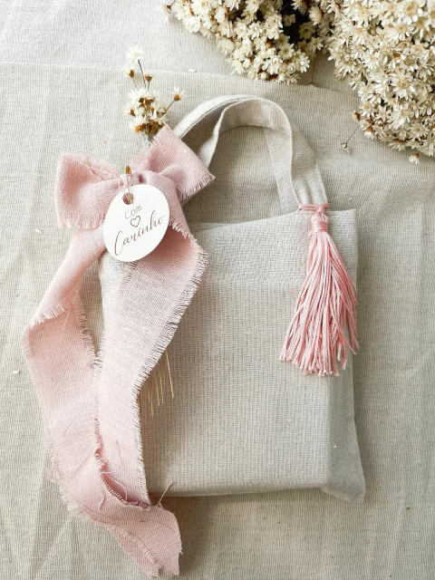 05 Sacola Ecobag Coleção Meu Linho Favorito Lisa Alça Mão Grossa Linho (FT Rosê Baby) - comprar online