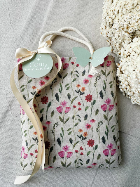 50 Ecobags de Linho Natural, Flora Borboleta / ATACADO - comprar online