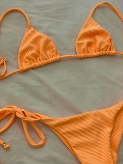 TOP CORTININHA PARIS LARANJA TEXTURIZADO - (SOMENTE O TOP) - Le Biquini