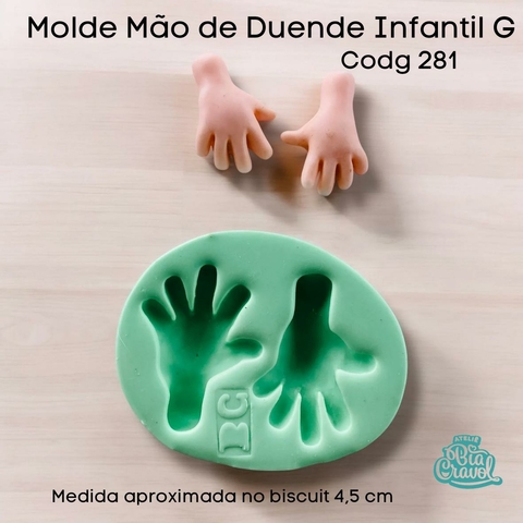 Molde de Silicone Mão de Duende Infantil - Tam G - Cod 281 - Bia Cravol