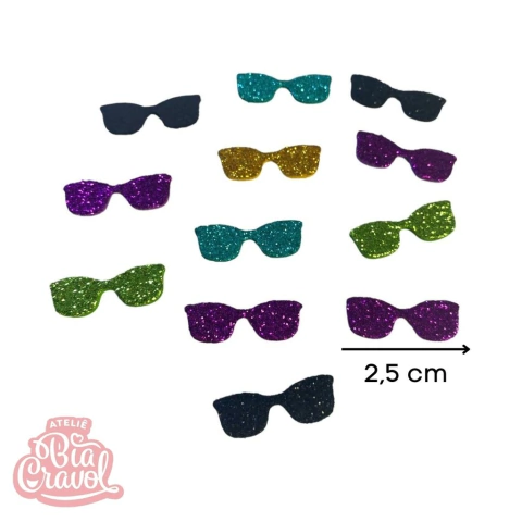 Óculos de sol de EVA com Glitter - 2,5 cm - 12 unidades - cores sortidas
