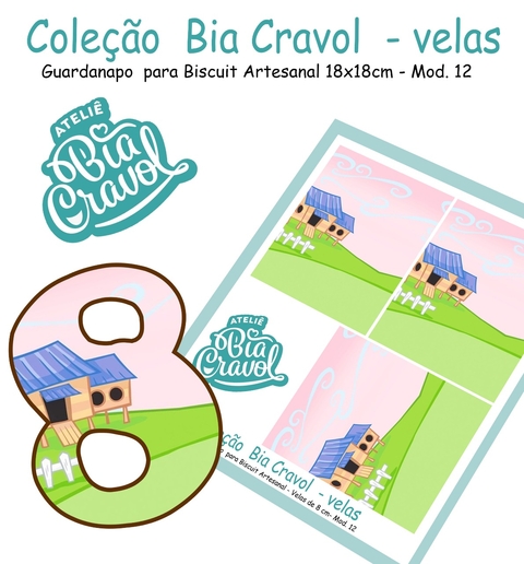 Guardanapo Cenário para Velas de Biscuit - Mod 12 - Coleção Bia Cravol