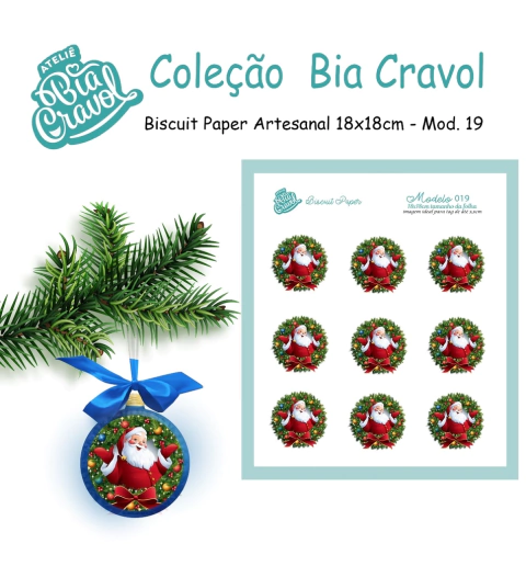 Biscuit Paper - Tag para Biscuit - Mod 19 - Papai Noel - Cole