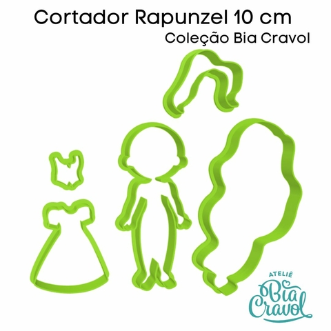 Cortador Princesas Rapunzel - 10 cm - Para Tiaras - Coleção Bia Cravol