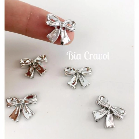 Mini laço - prata - 5 unid