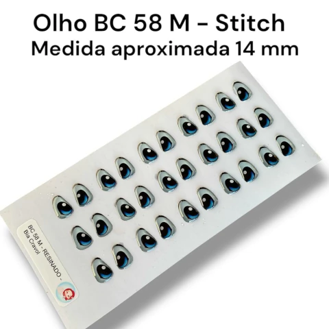 Olhos Resinados BC 58 - Stich Azul - Tam M - 15 pares - Bia Cravol