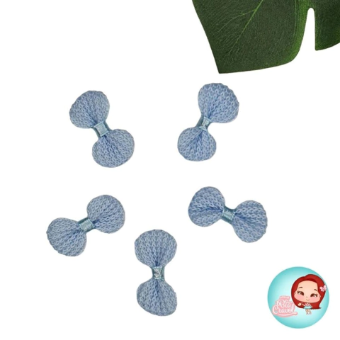 Laço de crochê - azul - 5 un