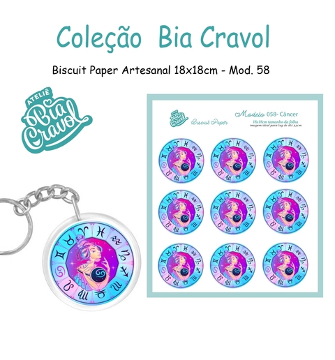 Biscuit Paper - Tag para Biscuit - Mod 58 - Câncer - Coleção Bia Cravol