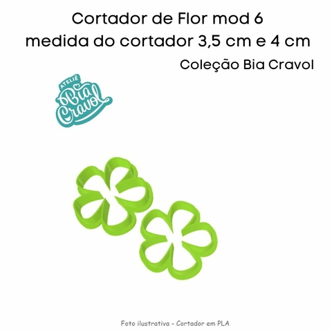 Cortador de Biscuit - Flores mod 06 - 3,5 e 4,0 cm- Bia Cravol