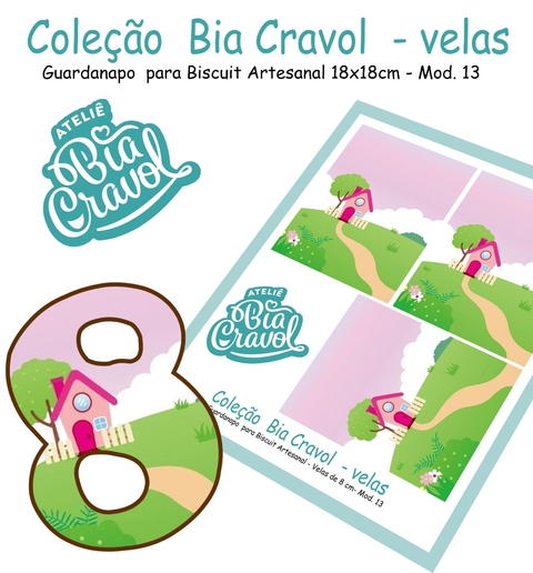 Guardanapo Cenário para Velas de Biscuit - Mod 13 - Coleção Bia Cravol