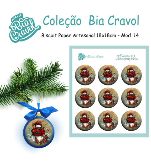 Biscuit Paper - Tag para Biscuit - Mod 14 - Boneco de Neve - Cole