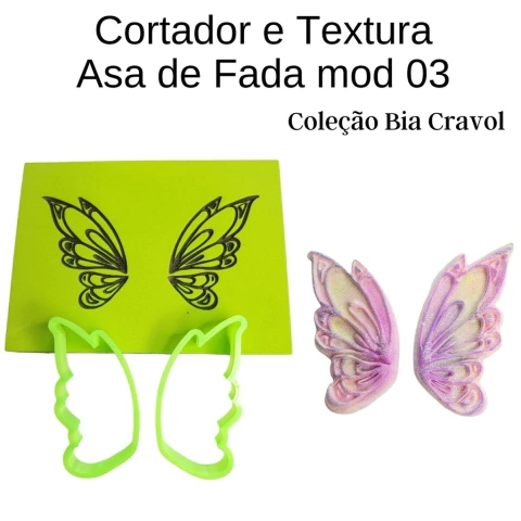 Cortador e Textura Asa de Fada Mod 03 - Coleção Bia Cravol