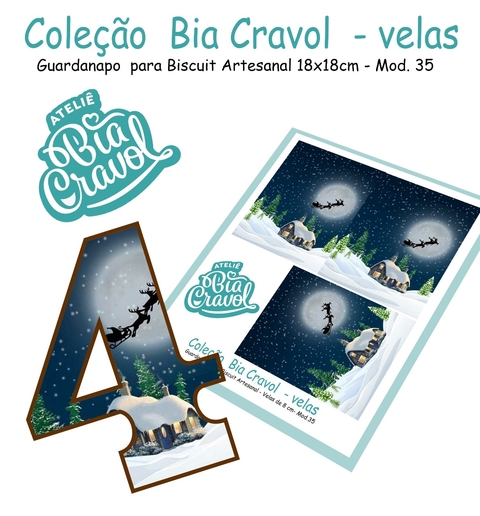 Guardanapo Cenário para Velas de Biscuit - Mod 35 - Coleção Bia Cravol
