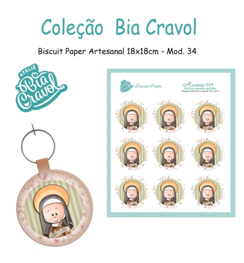 Biscuit Paper - Tag para Biscuit - Mod 34 - Santa Clara - Coleção Bia Cravol