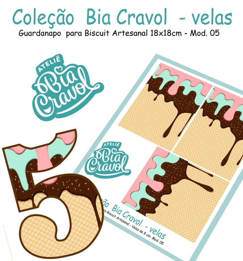 Guardanapo Cenário para Velas de Biscuit - Mod 05 - Coleção Bia Cravol