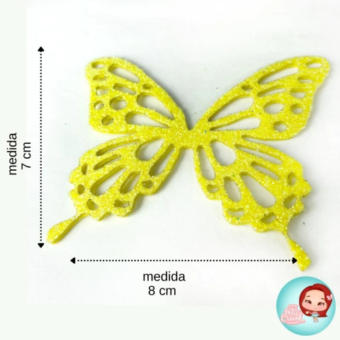 ASAS DE BORBOLETA DE EVA COM GLITTER - B01 - 8CMx7CM - PACOTE COM 5 UNIDADES