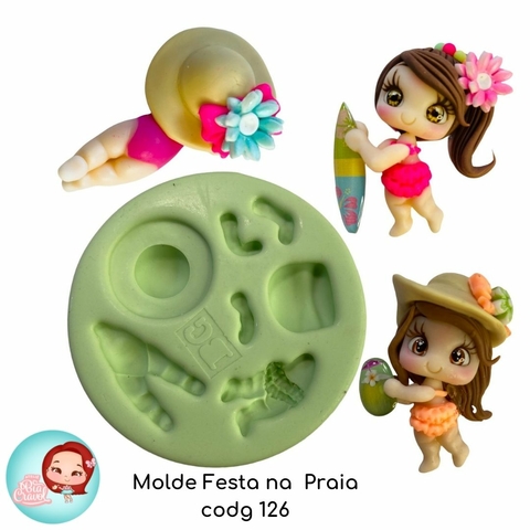 Molde de Silicone Festa na Praia cod 126 - coleção Bia Cravol para apliques