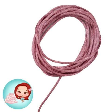 Cordão de poliéster - Rose - rabo de rato 2 mm - 5 metros