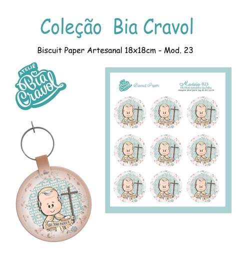 Biscuit Paper - Tag para Biscuit - Mod 23 - São João Paulo II - Coleção Bia Cravol