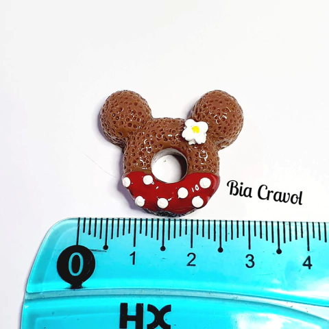 Aplique de Resina Donuts Ratinha Chocolate - 3 cm - 1 unid