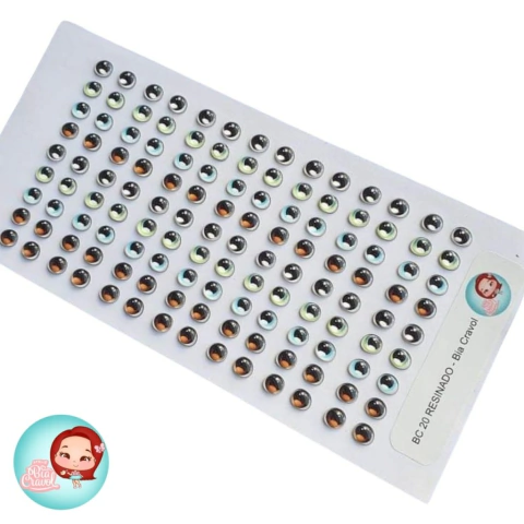 Olhos Resinados BC 20 - 63 pares - Coleção Bia Cravol para Apliques