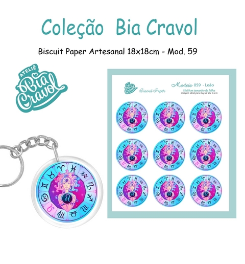Biscuit Paper - Tag para Biscuit - Mod 59 - Leão - Coleção Bia Cravol