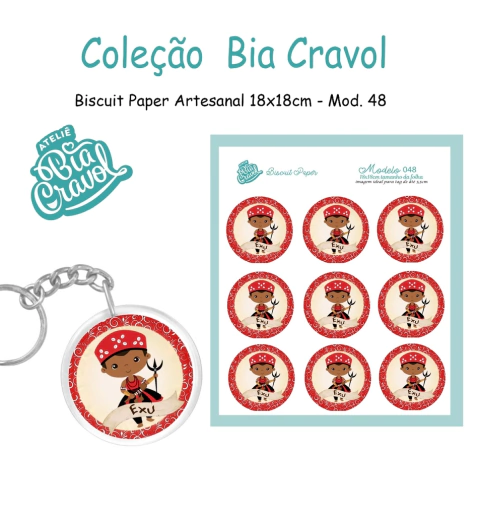 Biscuit Paper - Tag para Biscuit - Mod 48 - Exú - Coleção Bia Cravol