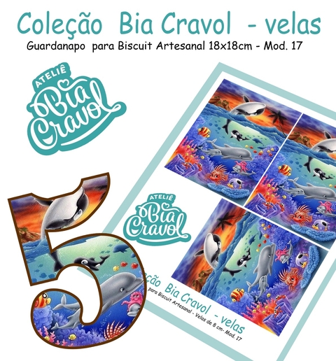 Guardanapo Cenário para Velas de Biscuit - Mod 17 - Coleção Bia Cravol