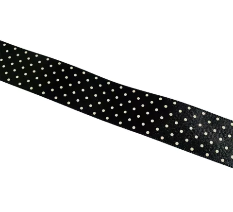 Fita Preta com Mini Poá Branco