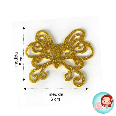 ASAS DE BORBOLETA DE EVA COM GLITTER - PACOTE COM 5 UNIDADES - B05 - 6CM X 5CM