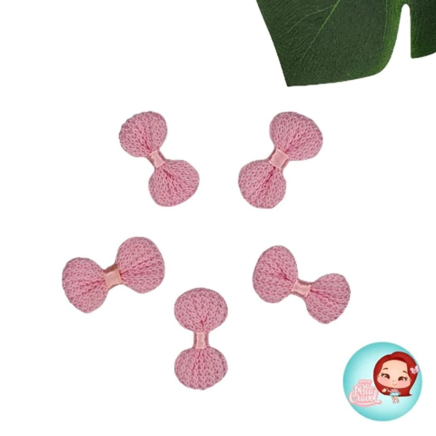 Laço de crochê - rosa - 5 un