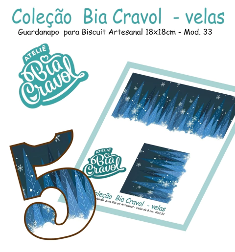 Guardanapo Cenário para Velas de Biscuit - Mod 33 - Coleção Bia Cravol