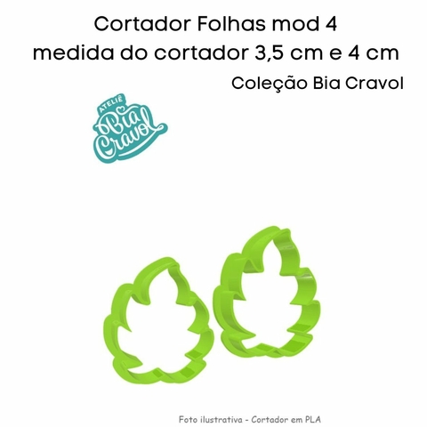 Cortador de Biscuit - Folhas mod 04 - 3,5 e 4 cm- Bia Cravol