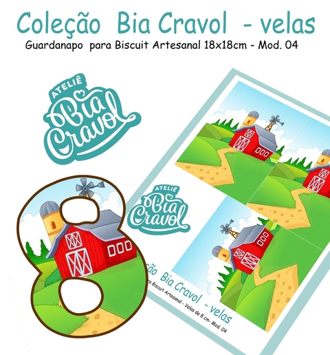 Guardanapo Cenário para Velas de Biscuit - Mod 04 - Coleção Bia Cravol