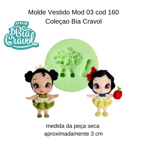 Molde de Silicone Vestido Mod 03 - Cod 160 - Coleção Bia Cravol