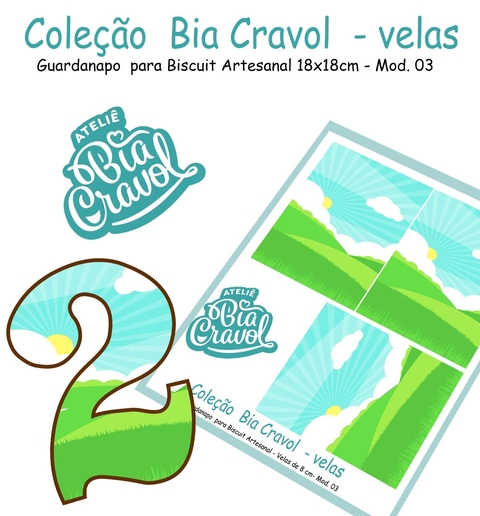 Guardanapo Cenário para Velas de Biscuit - Mod 03 - Coleção Bia Cravol