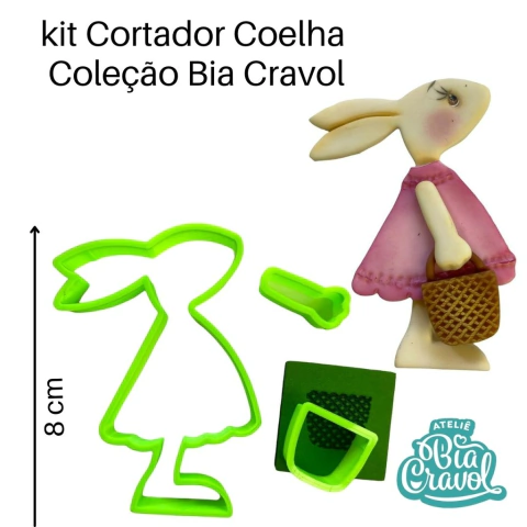 Kit Cortador Coelha - 9 cm - Coleção Bia Cravol