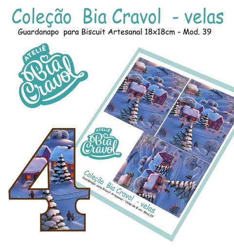 Guardanapo Cenário para Velas de Biscuit - Mod 39 - Coleção Bia Cravol